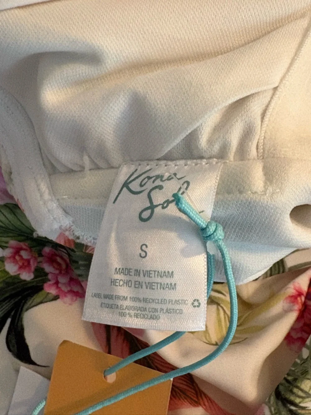 NWT Kona Sol One Piece Swimsuit Tropical Floral Ruffle Flounce Ruched S (4-6) - Picture 4 of 8
